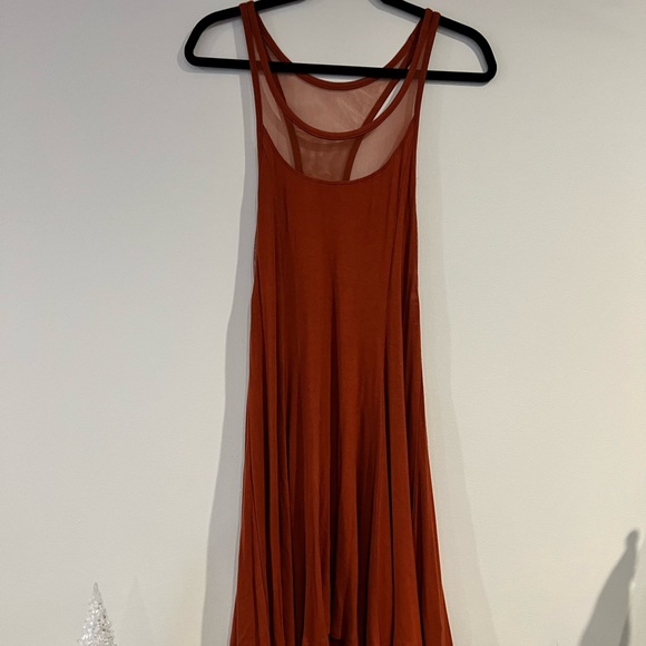 UO Silence + Noise Rust Mesh Racerback A-Line Dress (L) - Picture 2 of 5